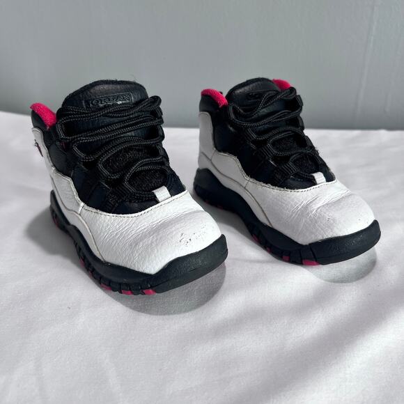 JORDAN 10 Retro Toddler Shoes White Black Red Varsity Chicago Sneakers Size 7C - Picture 2 of 10